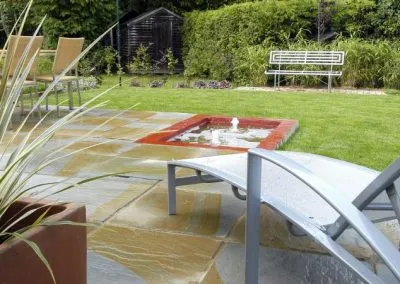 Landscaped garden with lounger