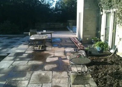 Wooden patio with glass surround