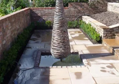 Landscaped garden with water feature